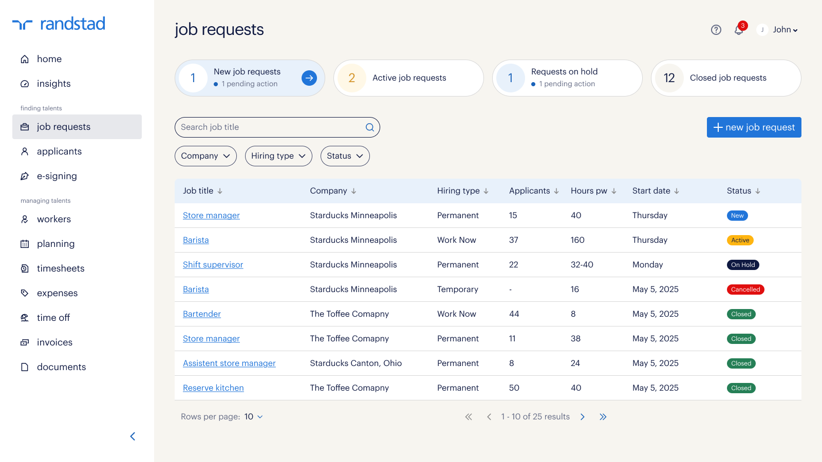 Client portal screenshot