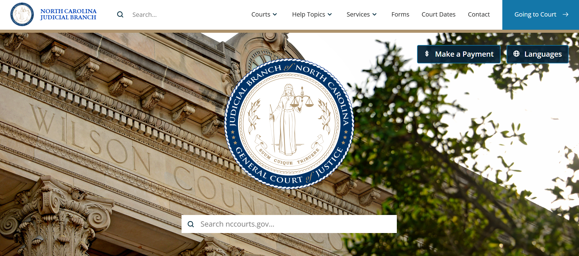 Judicial branch website screenshot